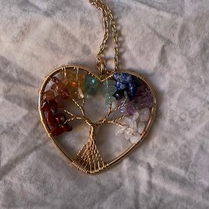 Stunning Imported Tree Of Life Heart Chakra Necklace